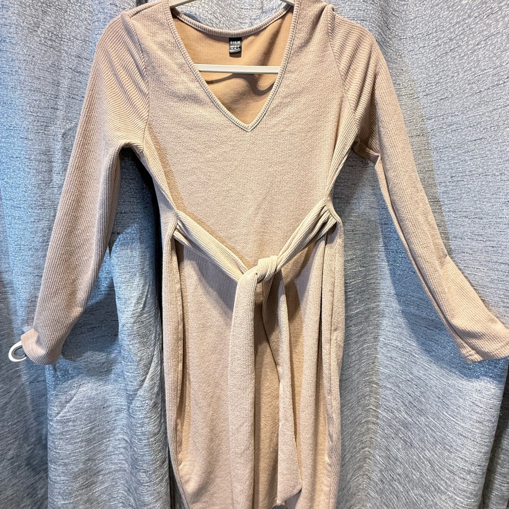 SHEIN Tan Ribbed Knit Top